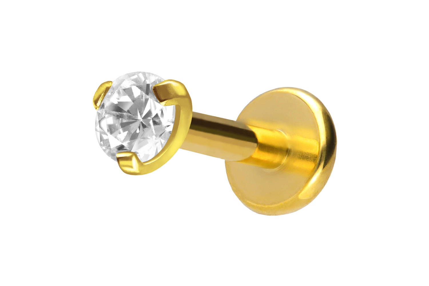 Titan Labret Piercing mit Innengewinde EINGEFASSTER KRISTALL